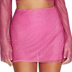 Olivaceous Mesh Net Sequin Skirt